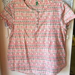 Southwestern Aztec Ethnic Style Shirt Cotton sz L